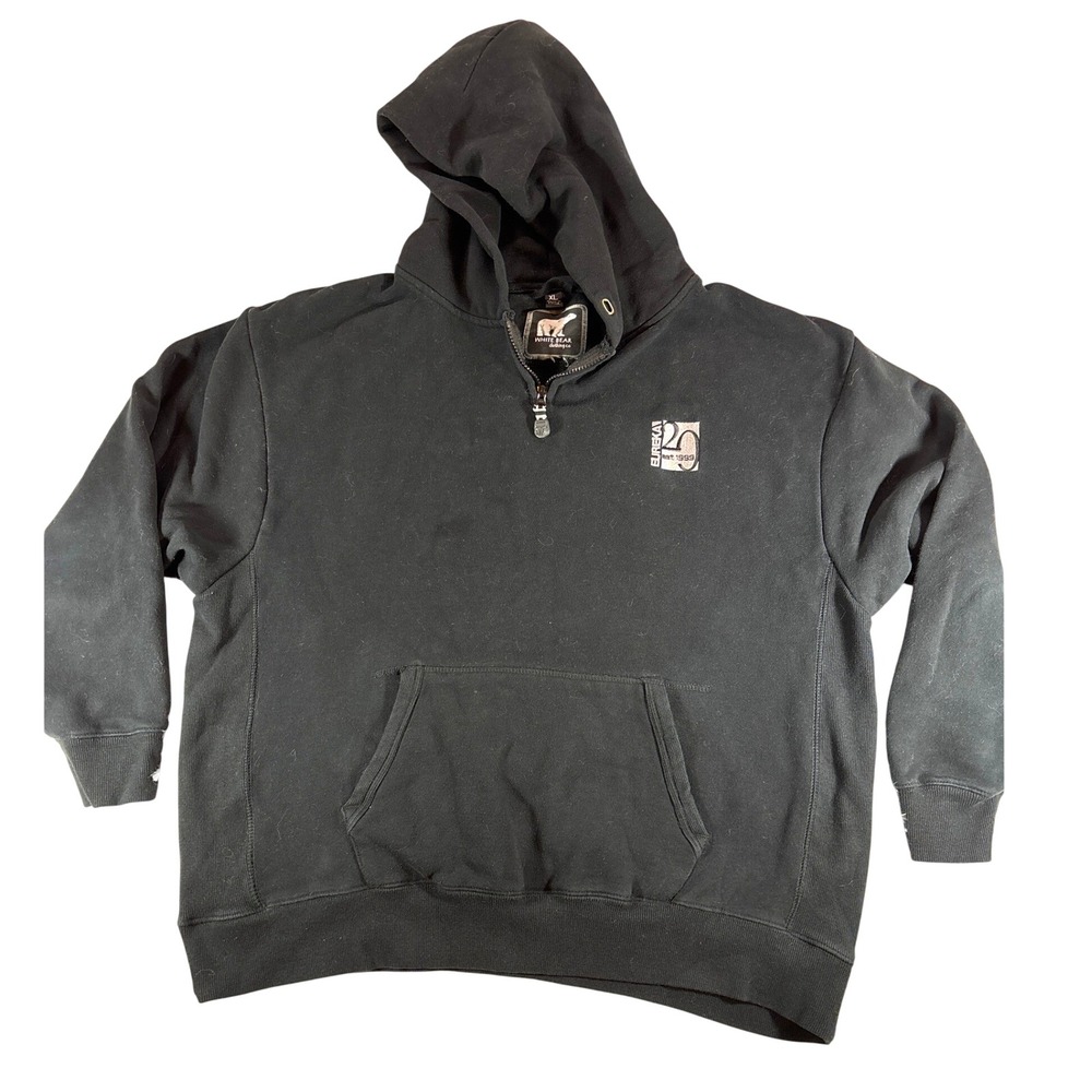 White Bear Clothing Co Mens XL Black Quarterā Zip Hoodie Eureka 20th Anniversary